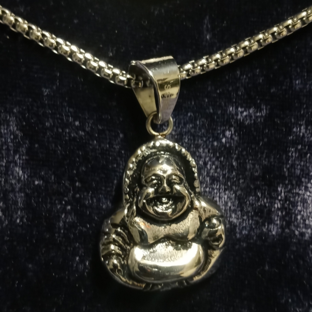 Stainless steel Buddha necklace 24 inches long ! Perfect length ! Great gift !!